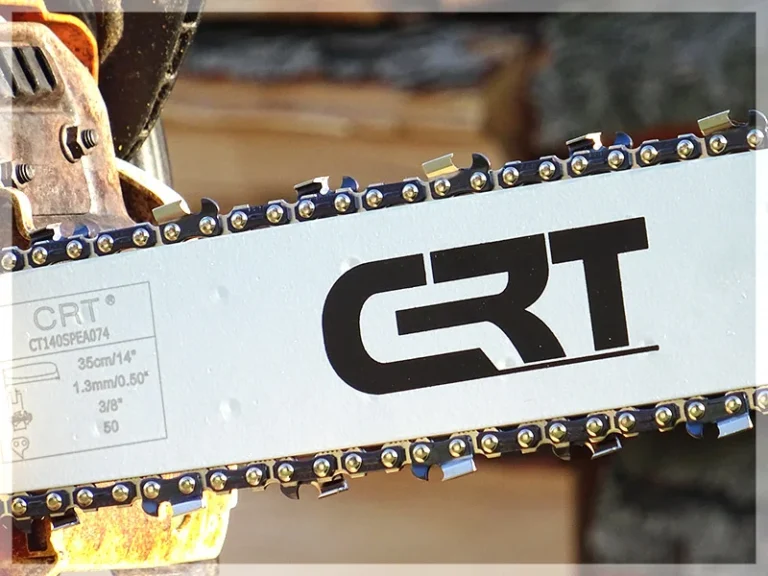 CRT logo na prowadnicy z łańcuchem