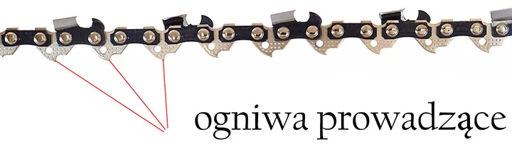 ogniwa prowadzące określają długość łańcucha tnącego