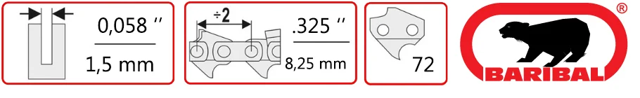Łańcuch baribal 325 1.5 72 ogniwa etykieta